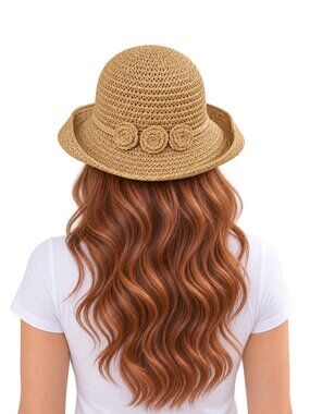 Toucan Collection Floppy Fedora Style Women's Straw Hat Floral Accent